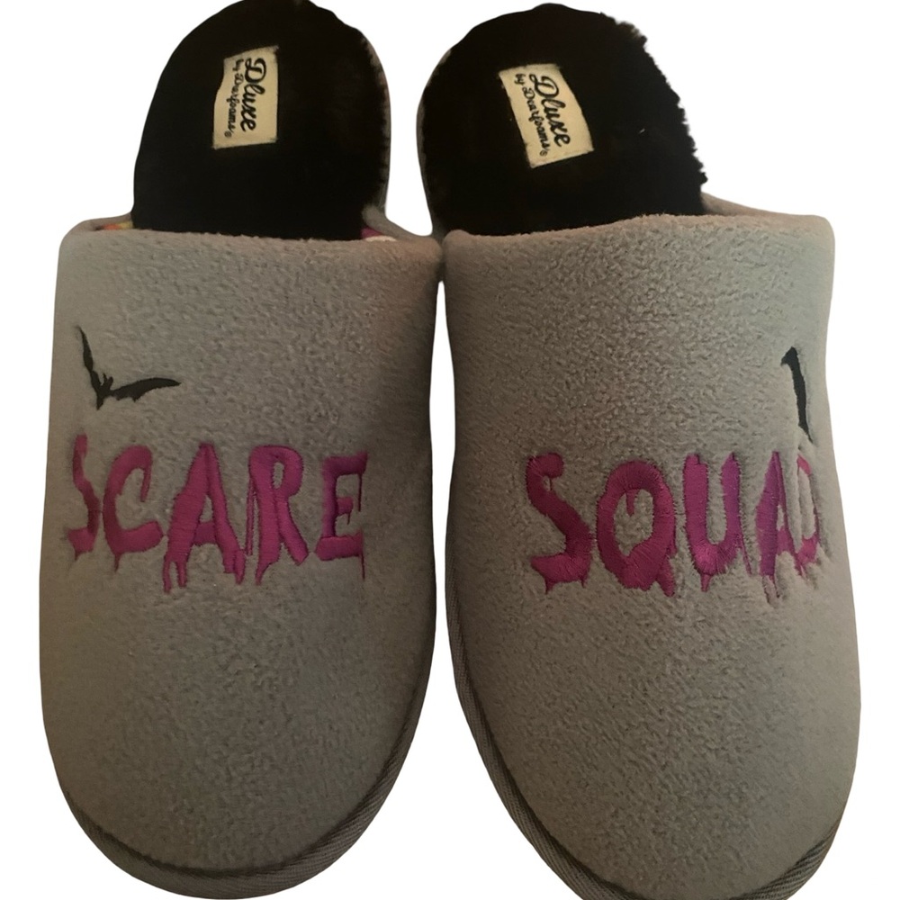 Dearfoams Scare Squad Loafers - Gray and Pink